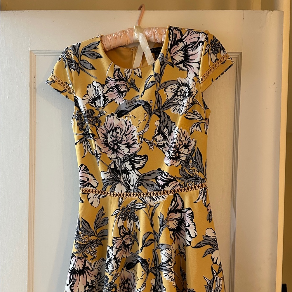 Jodi Kristopher Yellow Dress with Black and White Details